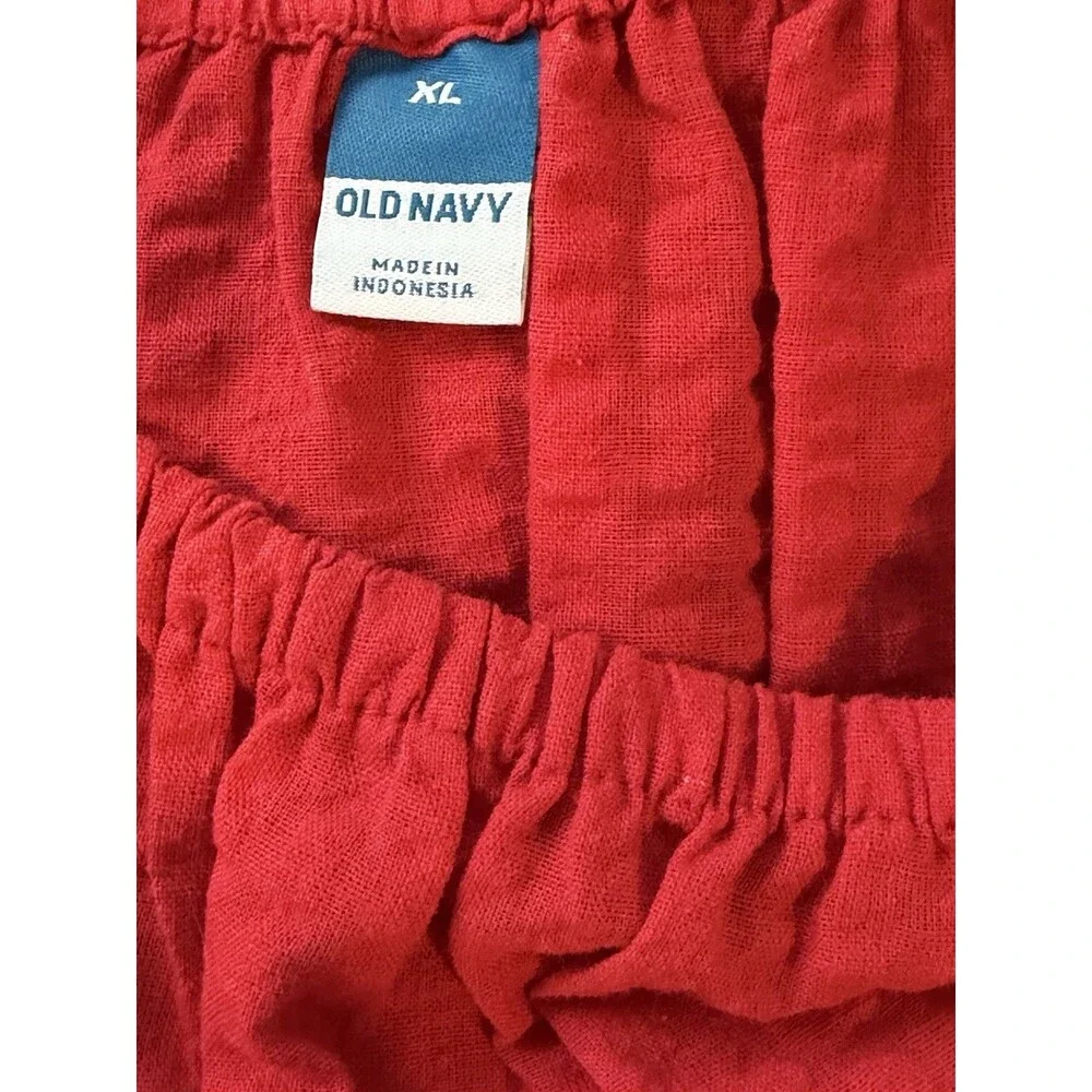 Old Navy Women's Red Solid Off Shoulder Puff Short Sleeve Woven Blouse XL
